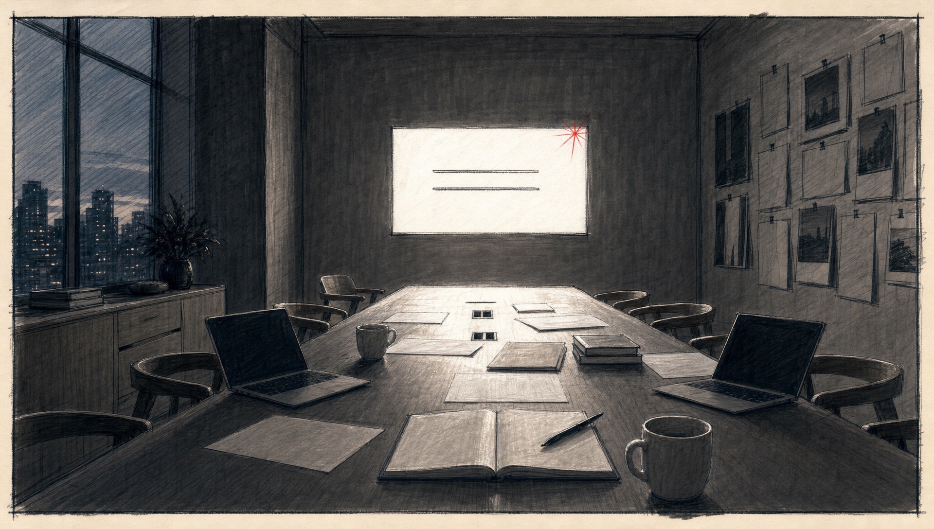 Panel 08 drawing, the end card
